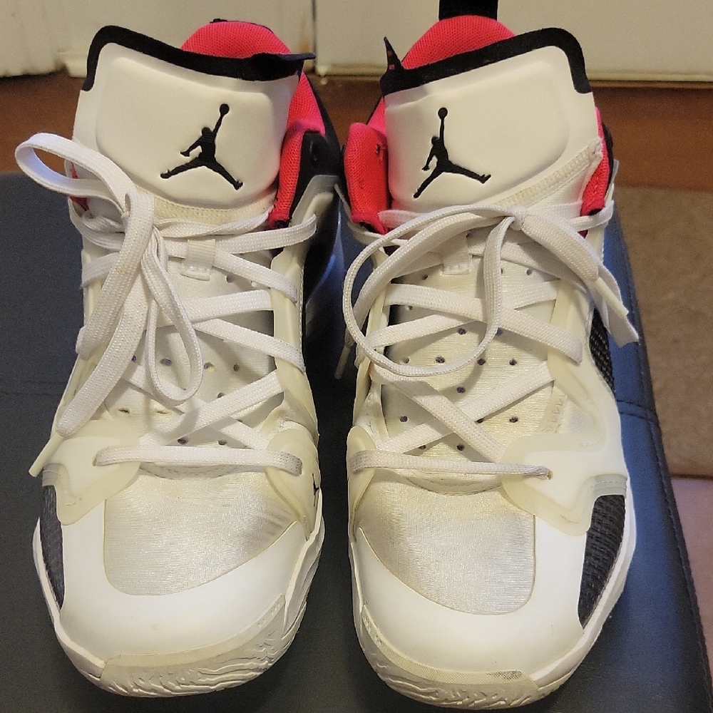 White and Black Jordan High-Top Sneakers